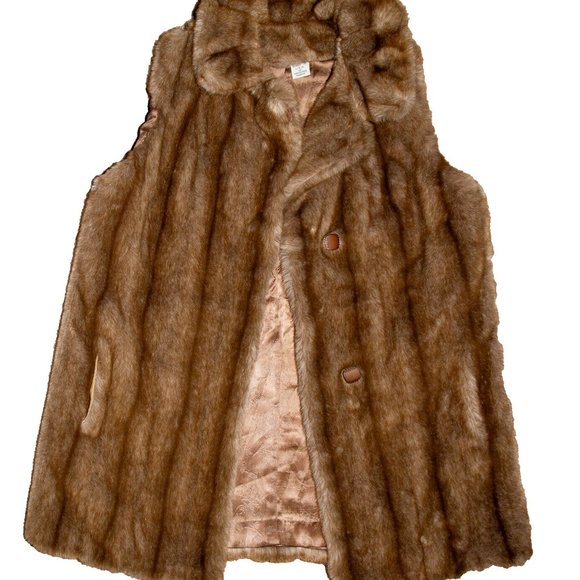 Vintage Hillman's New York Brown Faux Fur Vest Small / Medium - Picture 3 of 8